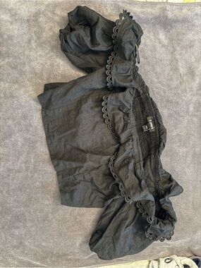 Express Black Off-the-Shoulder Ruffle Crop Top